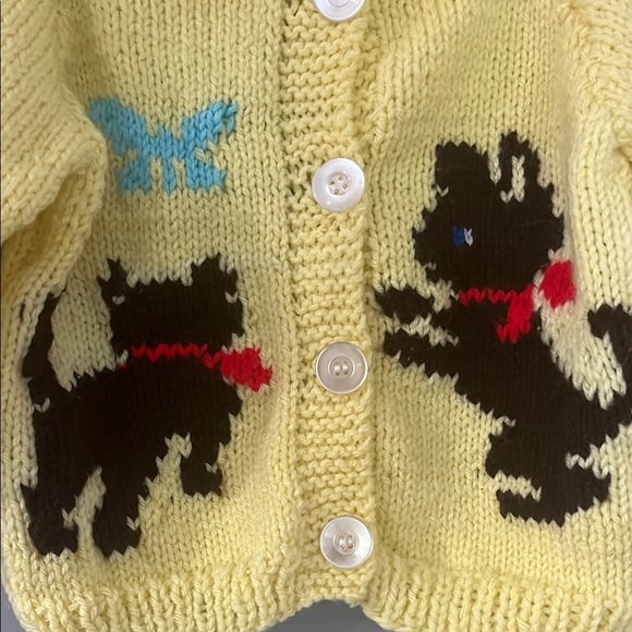 Yellow Knit Cardigan with Dog Design - Picture 2 of 5